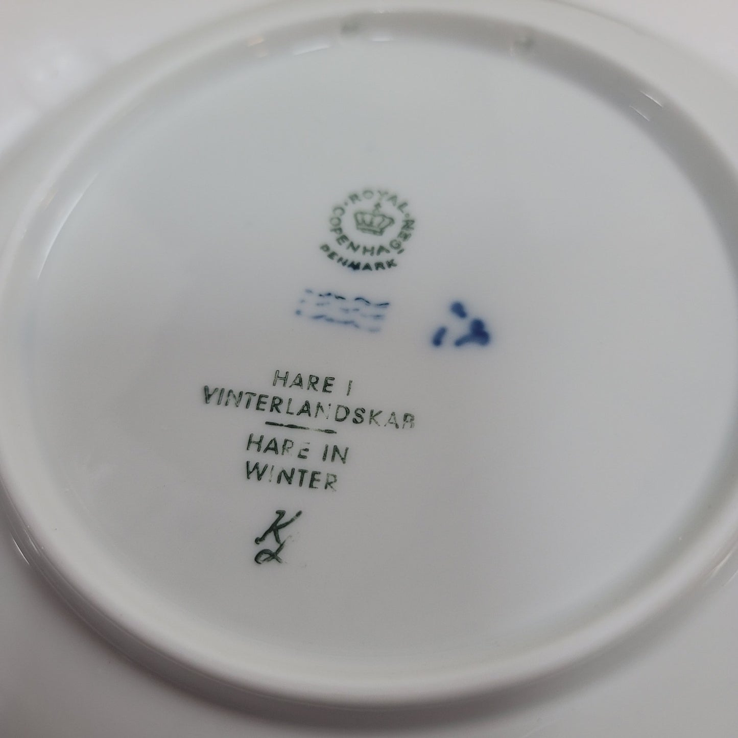 Royal Copenhagen 1971 Hare Rabbit in Winter  Plate Blue Collectors VINTAGE