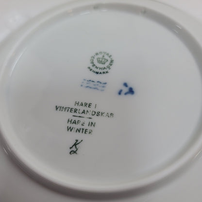 Royal Copenhagen 1971 Hare Rabbit in Winter  Plate Blue Collectors VINTAGE