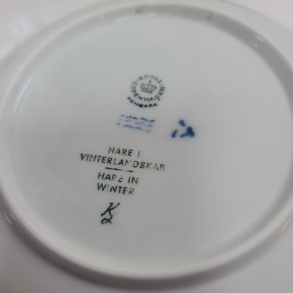 Royal Copenhagen 1971 Hare Rabbit in Winter  Plate Blue Collectors VINTAGE