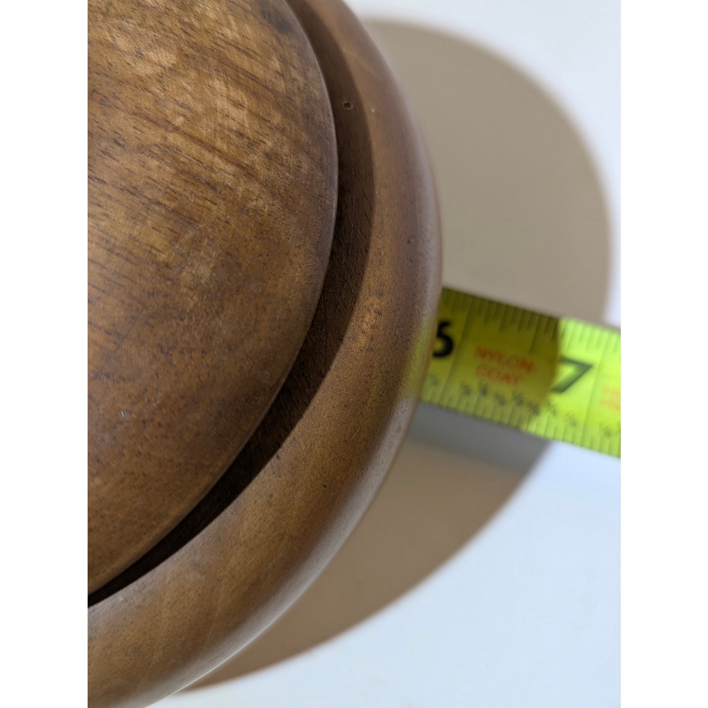 Vintage Hand-Turned Walnut Wood Lidded Trinket Bowl Mid-Century Modern Boho