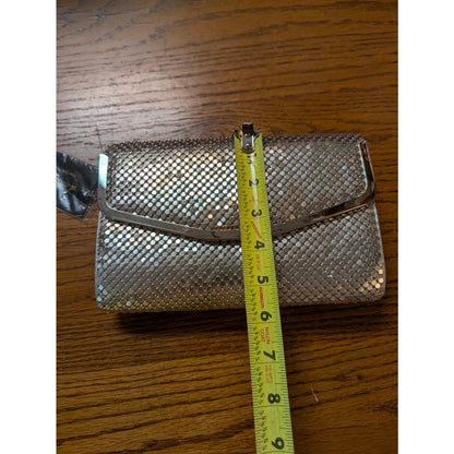 Vintage D'Margeaux Limoges NY Silver Mesh Convertible Flap Clutch Shoulder Bag