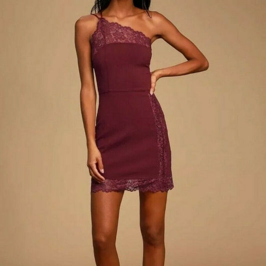Free People Premonitions WINE Bodycon Slip dress Vetiver Bloom New $88 X-Small