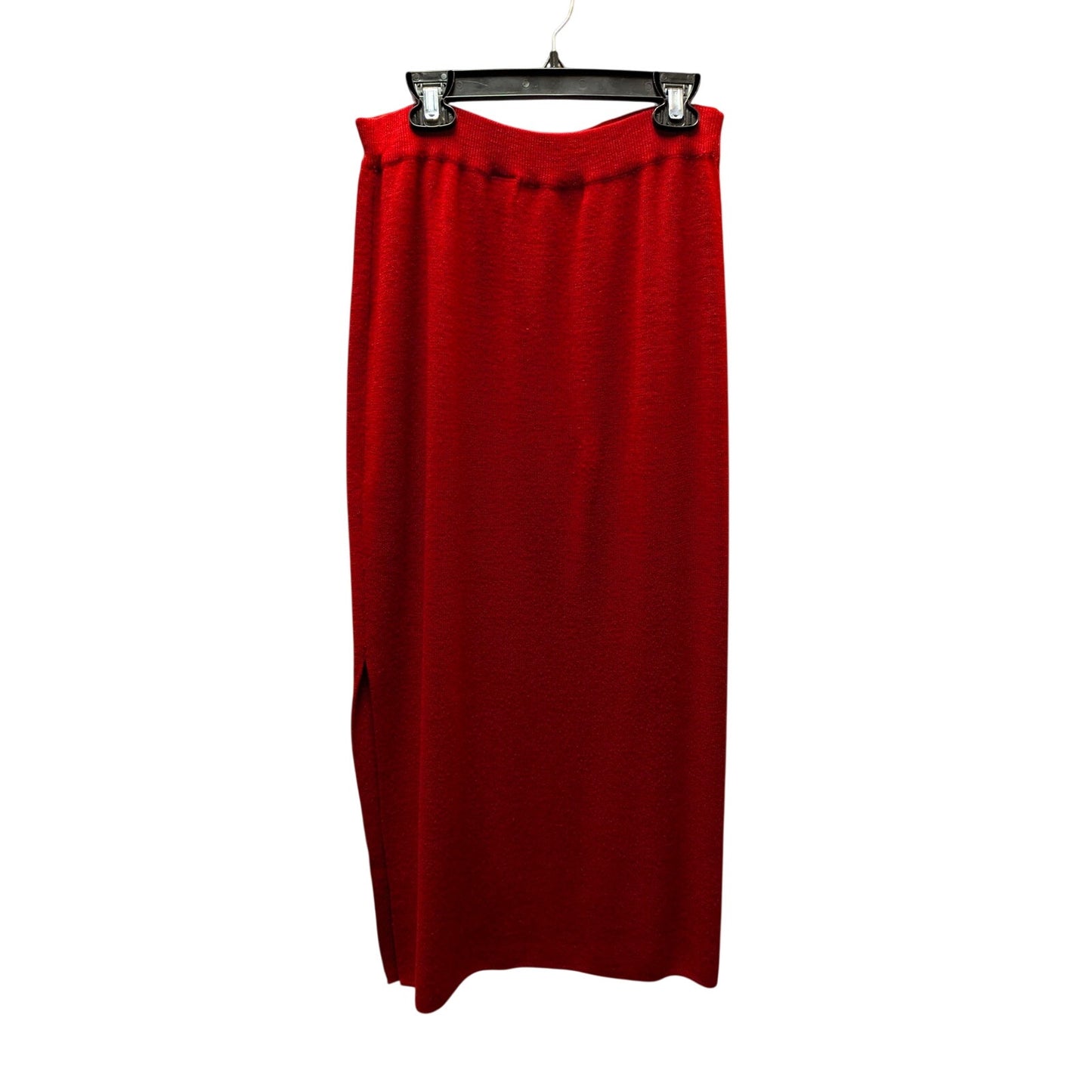Vintage Preston & York Red Merino Wool Knit Midi Skirt Medium Academic Luxury