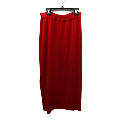 Vintage Preston & York Red Merino Wool Knit Midi Skirt Medium Academic Luxury