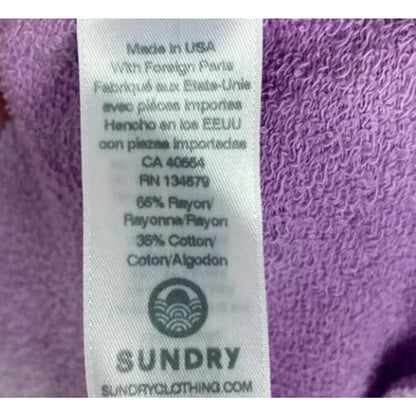 sundry Tie Dye SweatShirt Top Track Long Sleeve Purple White Size 2 / MEDIUM