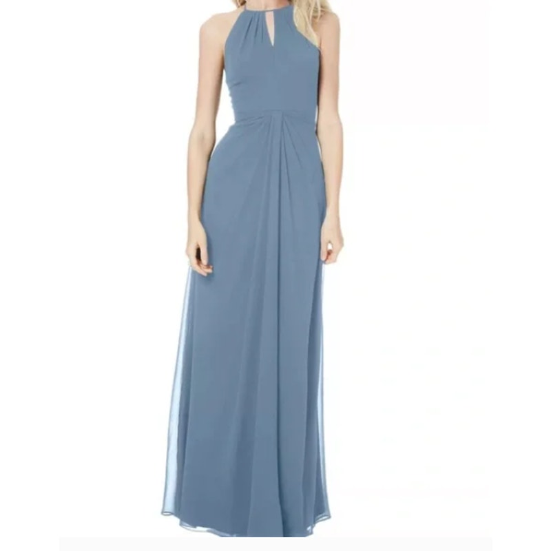 Levkoff Size 4 Dress Maxi Formal Slate Blue Sweetheart keyhole Sleeveless NEW