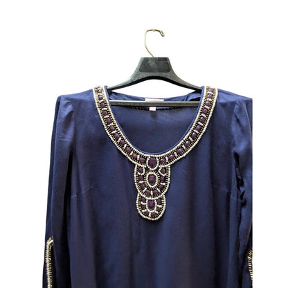 Lilly Pulitzer Navy Blue Jeweled Embellished Tunic Blouse Shirt Small flawed