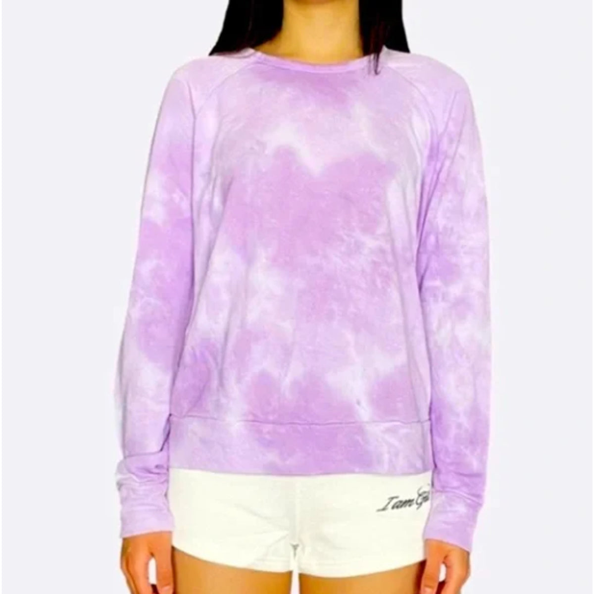 sundry Tie Dye SweatShirt Top Track Long Sleeve Purple White Size 2 / MEDIUM