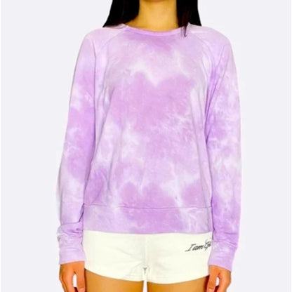 sundry Tie Dye SweatShirt Top Track Long Sleeve Purple White Size 2 / MEDIUM