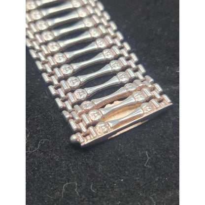 Vintage 49.5g Italy 925 Sterling 1 1/4" Wide Ladder Bar Gate link Bracelet 8"