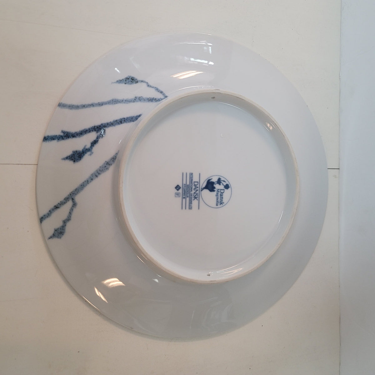 Dansk Magnolia Porcelain Blue white 12" Floral Plate Serving or Wall Decor