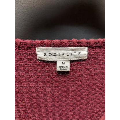 Socialite Size Medium Waffle long sleeve thong bodusuit top v/neck NEW