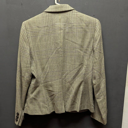 Anne Klein Plaid Wool Blend Blazer Jacket Petite Academia Professional Workwear