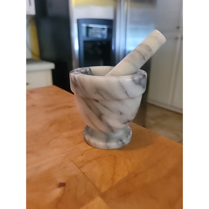 4" White Marble Mortar and Pestle Set CLASSIC kitchen Ware Cooking CHEF