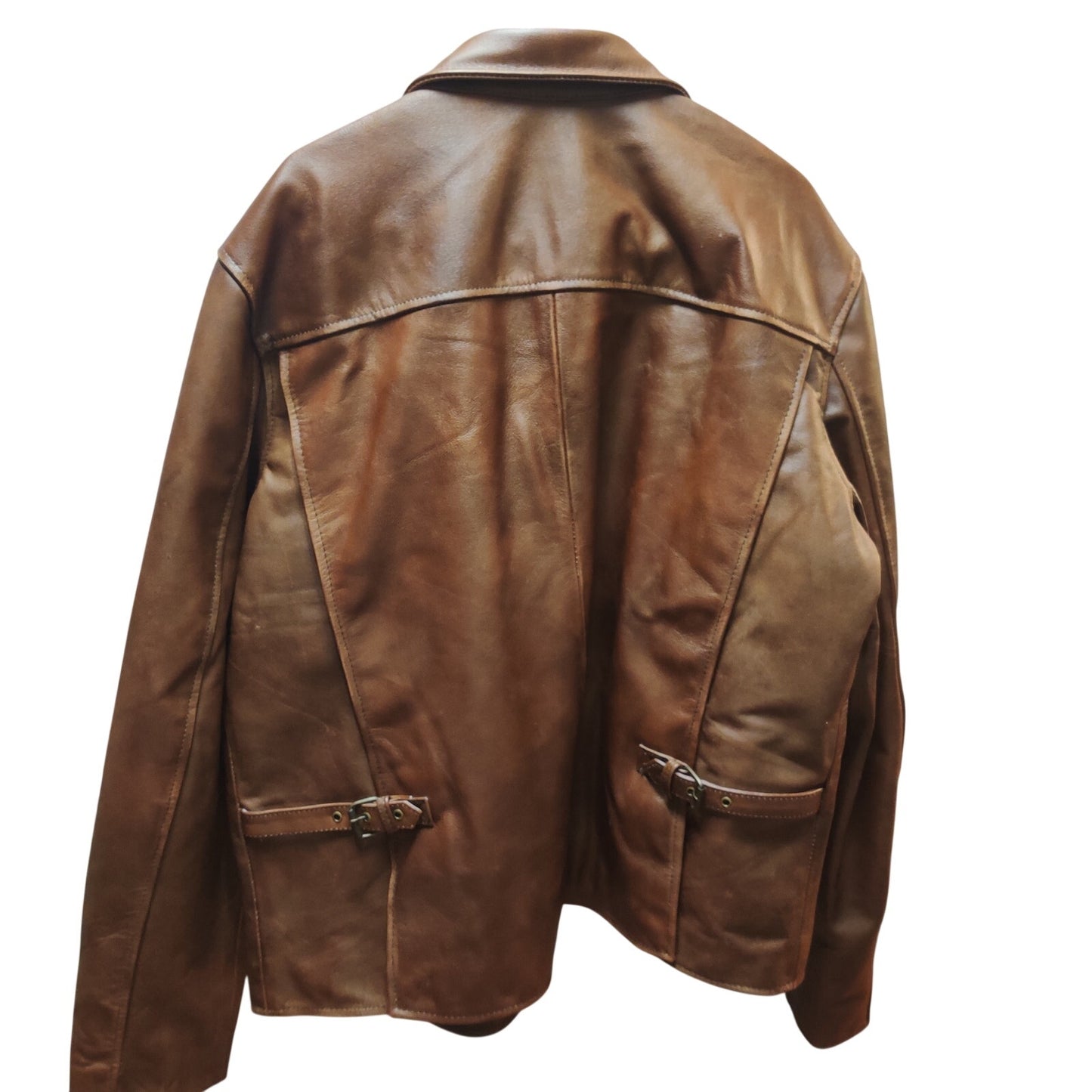 Vintage Absolute Leather Brown Heavyweight Bomber Jacket 3XL Mens Moto Flight