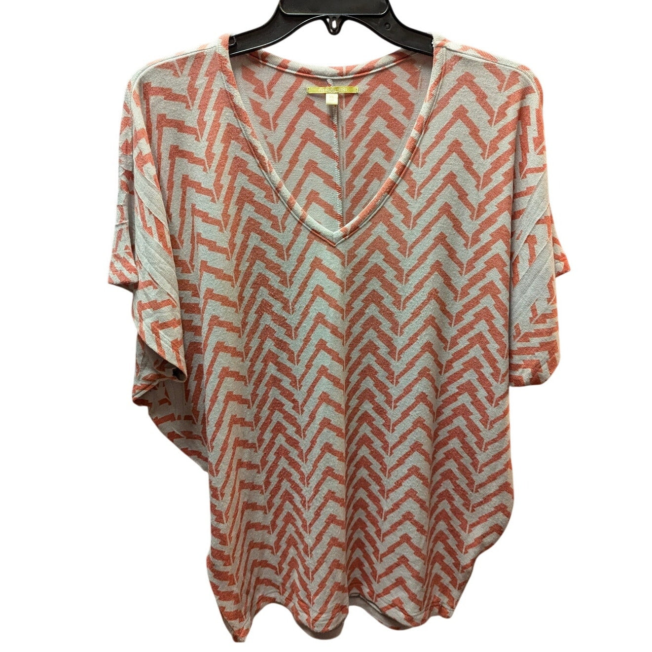 Gianni Bini XS Orange Chevron V-Neck Dolman Sleeve Tunic Top Extra Small Casual