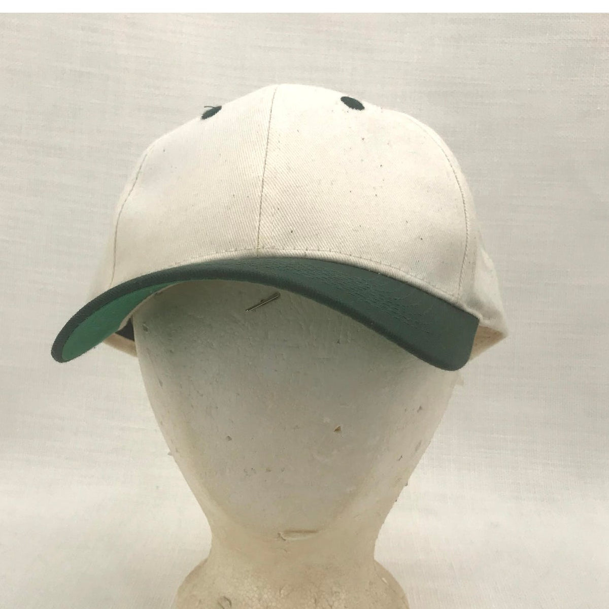 Toppers Plain  White Green Brim 100% Cotton Adjustable Baseball Cap Hat Trucker