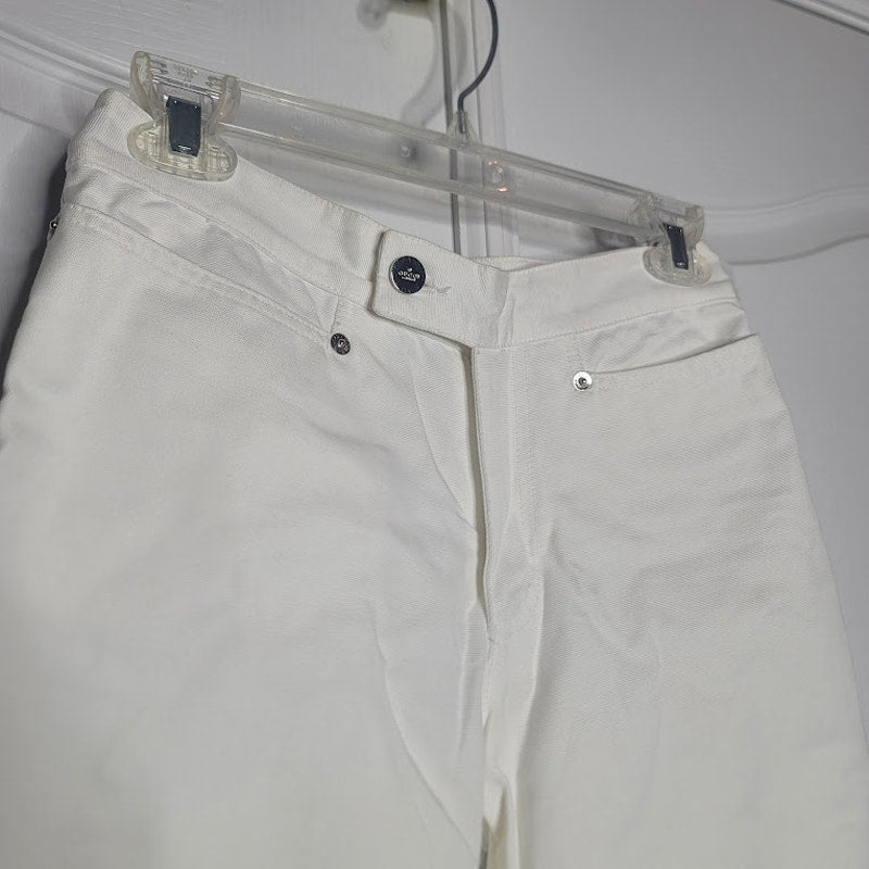 Vintage GUCCI Ankle white jeans green red belt detail EU 40 US 8 Silver Rivet