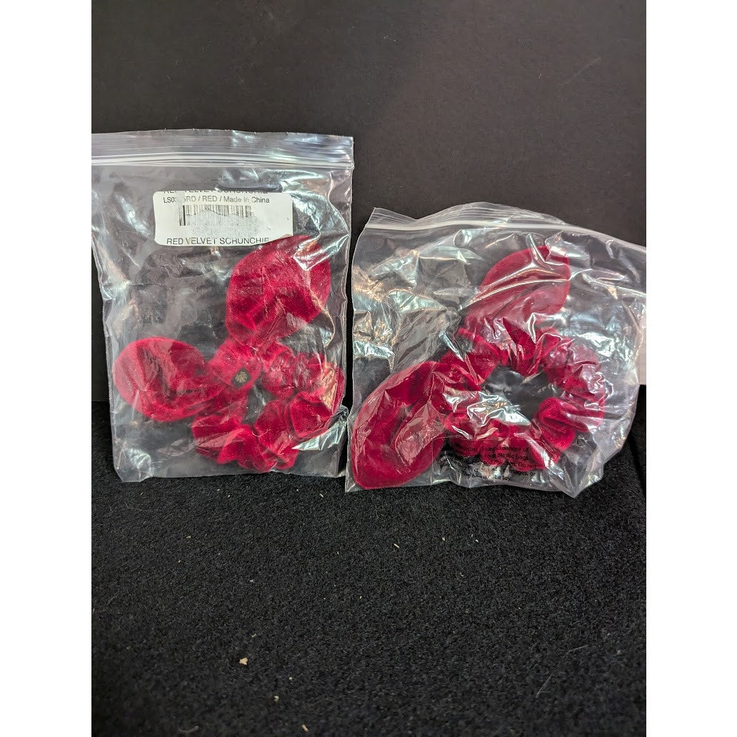 LELE SADOUGHI set of 3 small elastic  4" red Velvet Bow new scrunchie crimson