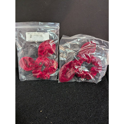 LELE SADOUGHI set of 3 small elastic  4" red Velvet Bow new scrunchie crimson