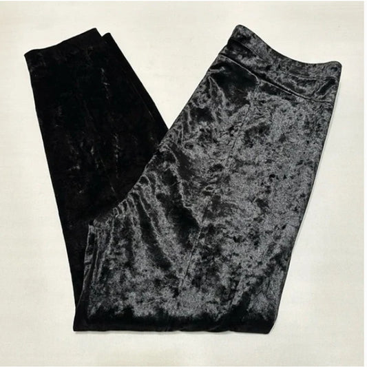 Good american black velvet pants STRAIGHT LEG SIDE ZIP GDPCV79 size 5 / XL