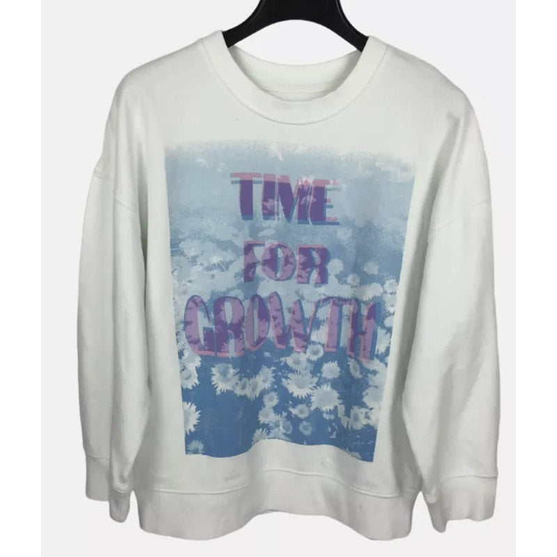 VOTE BLUE BP Time For Growth Graphic Print Organic Cotton Sweatshirt Sz Medium