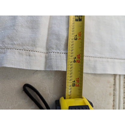 Vintage Hand embroidered flowers white blue purple table runner linen textiles
