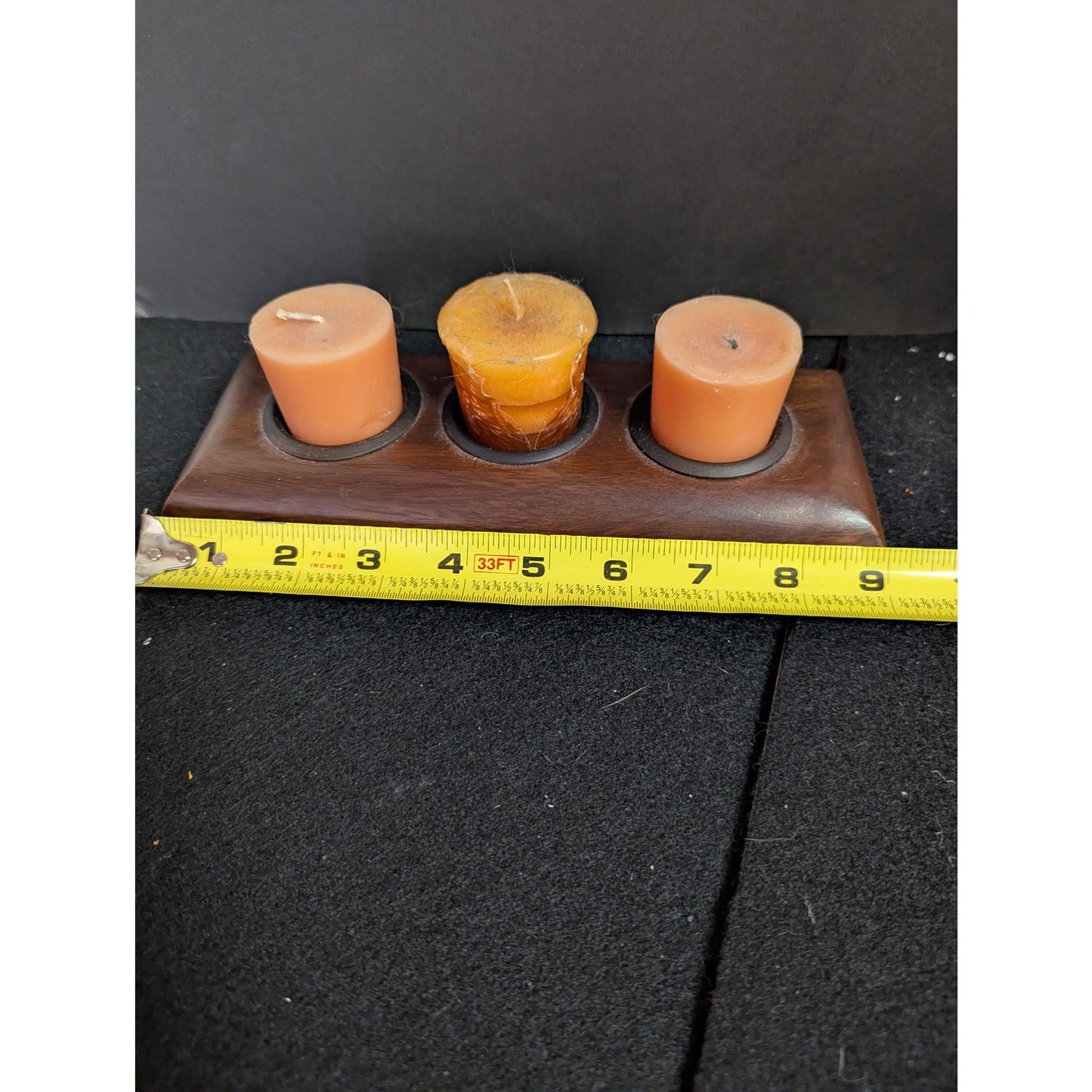 Modern Wooden Tea Light Candle Holders Pair Minimalist Table Top Centerpieces