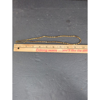 Vintage Gold Tone Brutalist Segmented Block Chain Collar Necklace Retro