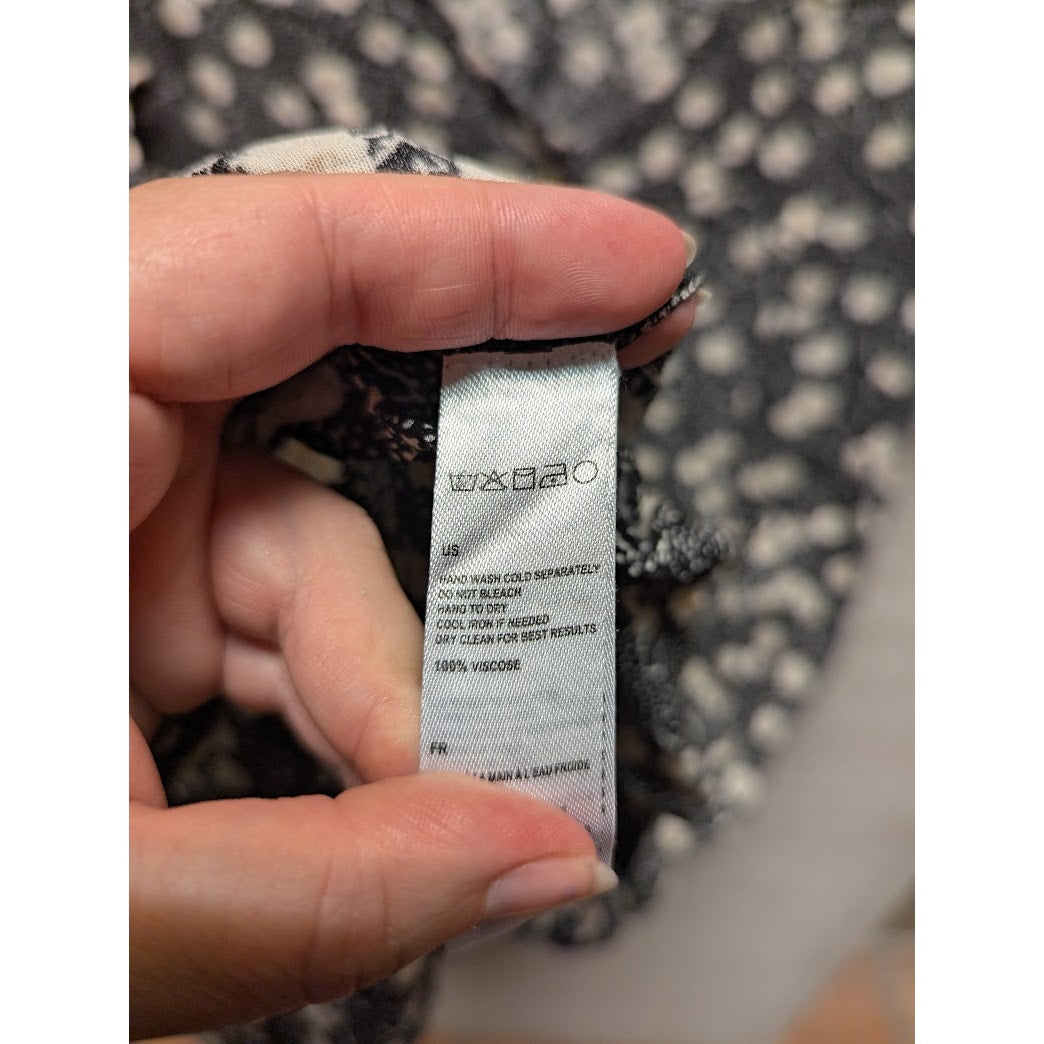 Amuse Society Womens Midi Woven Button Down Front Floral Dress, Black Size Small
