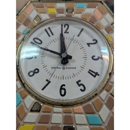 Vintage 1950's MCM General Electric G.E. 8" Mosaic Tile Wall Clock Model 2116 A
