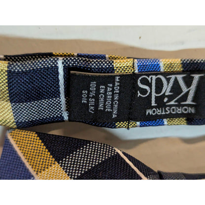 Nordstrom Kids Boys Plaid Pre-Tied Bow Tie Yellow Blue NWT