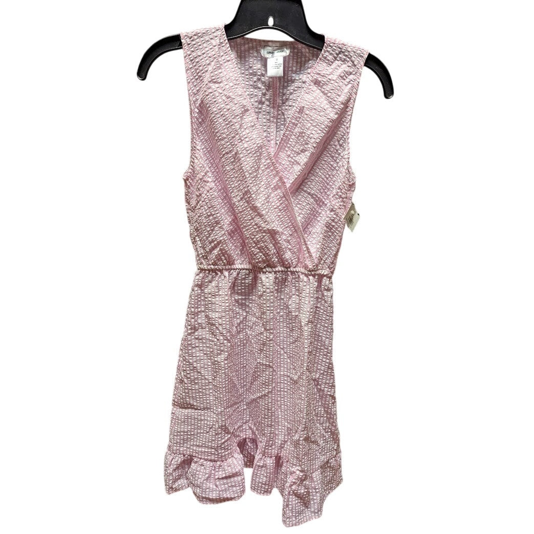 Love Ady Vneck Small Pink white Seersucker sleeveless short dress elastic waist
