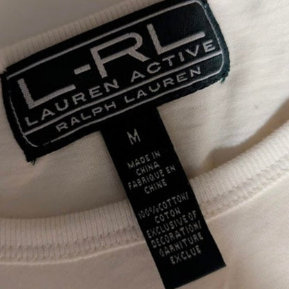 Lauren Ralph Lauren Active Medium Womens Ivory long sleeve top LOGO on chest