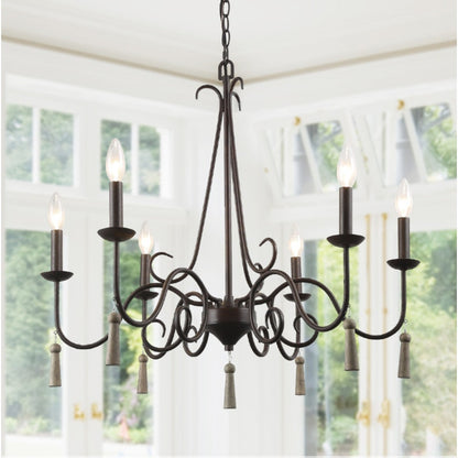 LNC 5-Light Chandelier French Country Shabby Chic Adjustabl Brown Rust Metal NEW