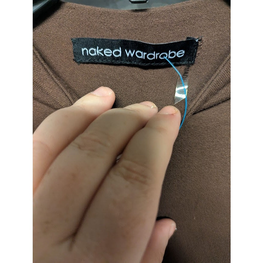 NEW Naked Wardrobe Sculpt Chocolate Brown Midi bodycon Dress Size Small NICE