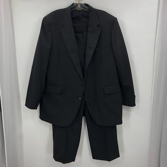 Tuxedo Black Pants Mens 41 Long Made Romania Flat Front 28" Inseam VINTAGE