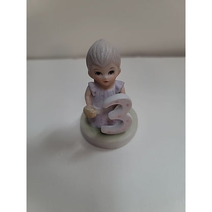 The Christopher Collection Lefton Girls 3 Birthday Collectable Cake Topper 1982