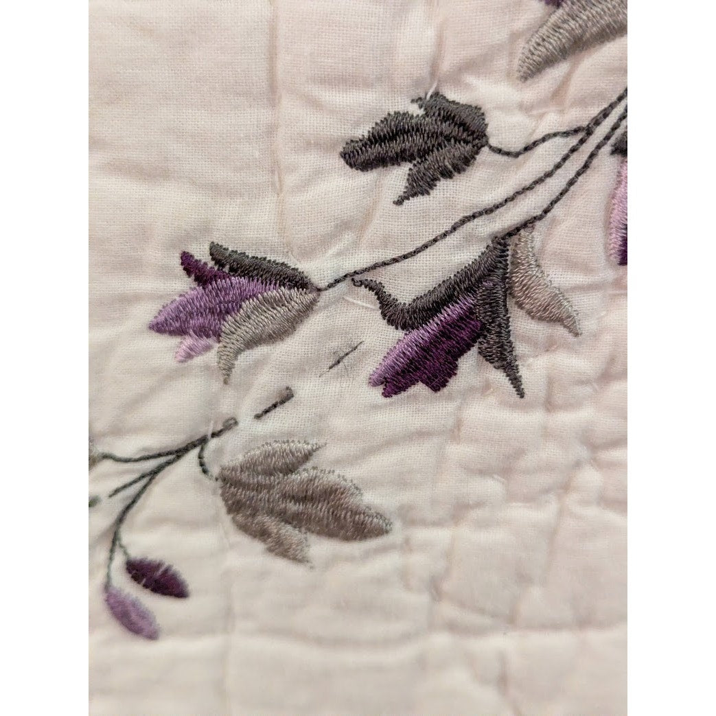 Queen Cotton Quilt 84” X 88” Purple & Green Floral Lightweight