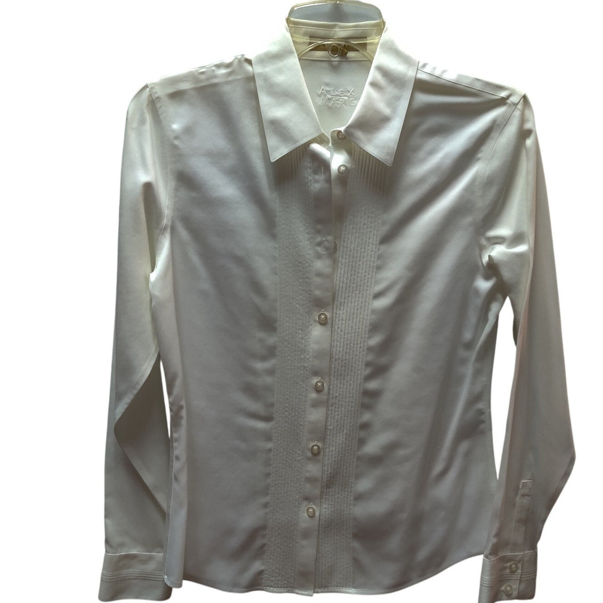 Alex Marie Wrinkle Free White Button Down Long Sleeve Classic Blouse Size 4