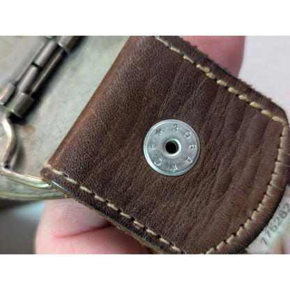 Old Navy Vintage Brown Leather Belt Oval Metal Buckle Boho Western Y2K Size 32