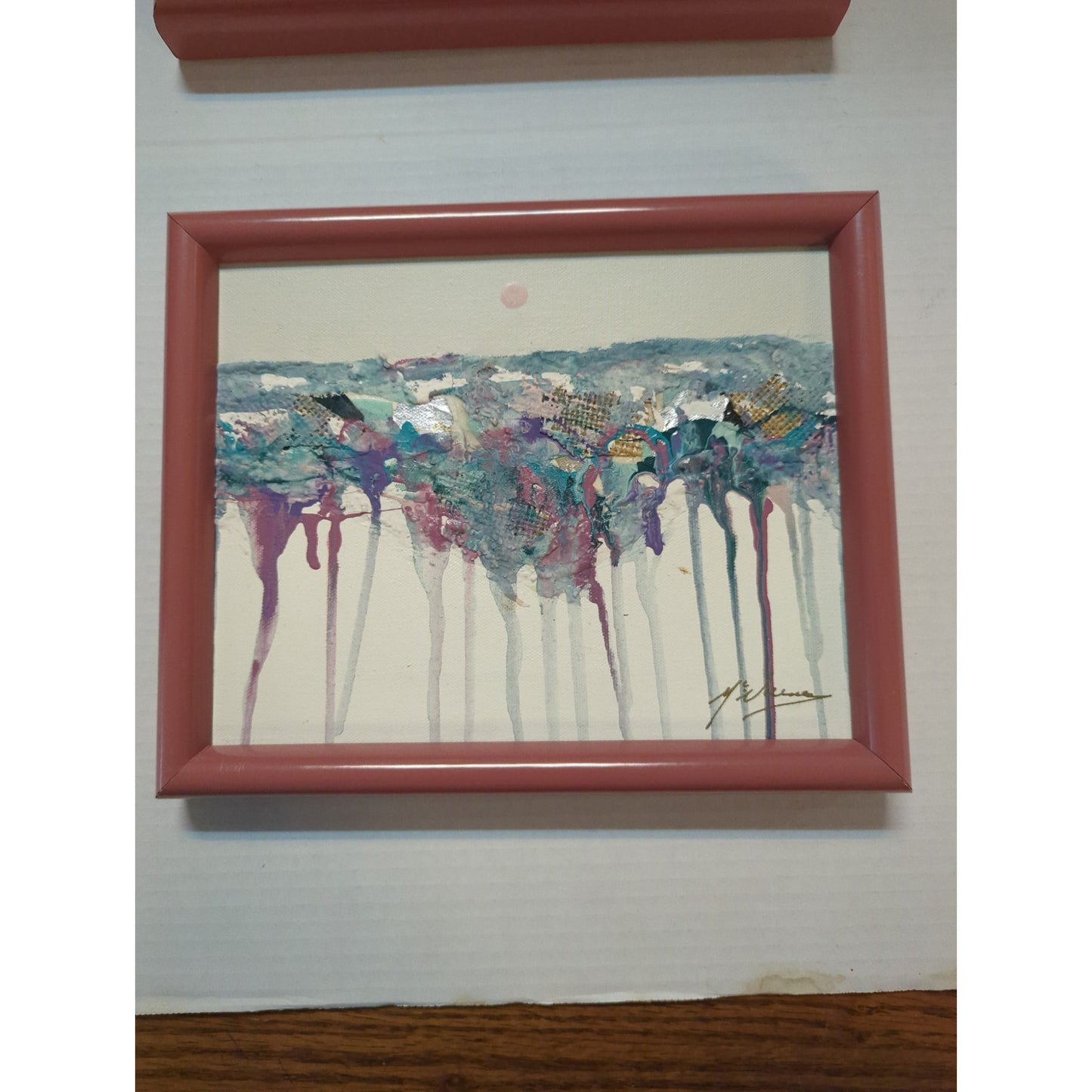 Patrick McNurney Signed Abstract Art Pair Memphis Milano 1980s Framed Painting
