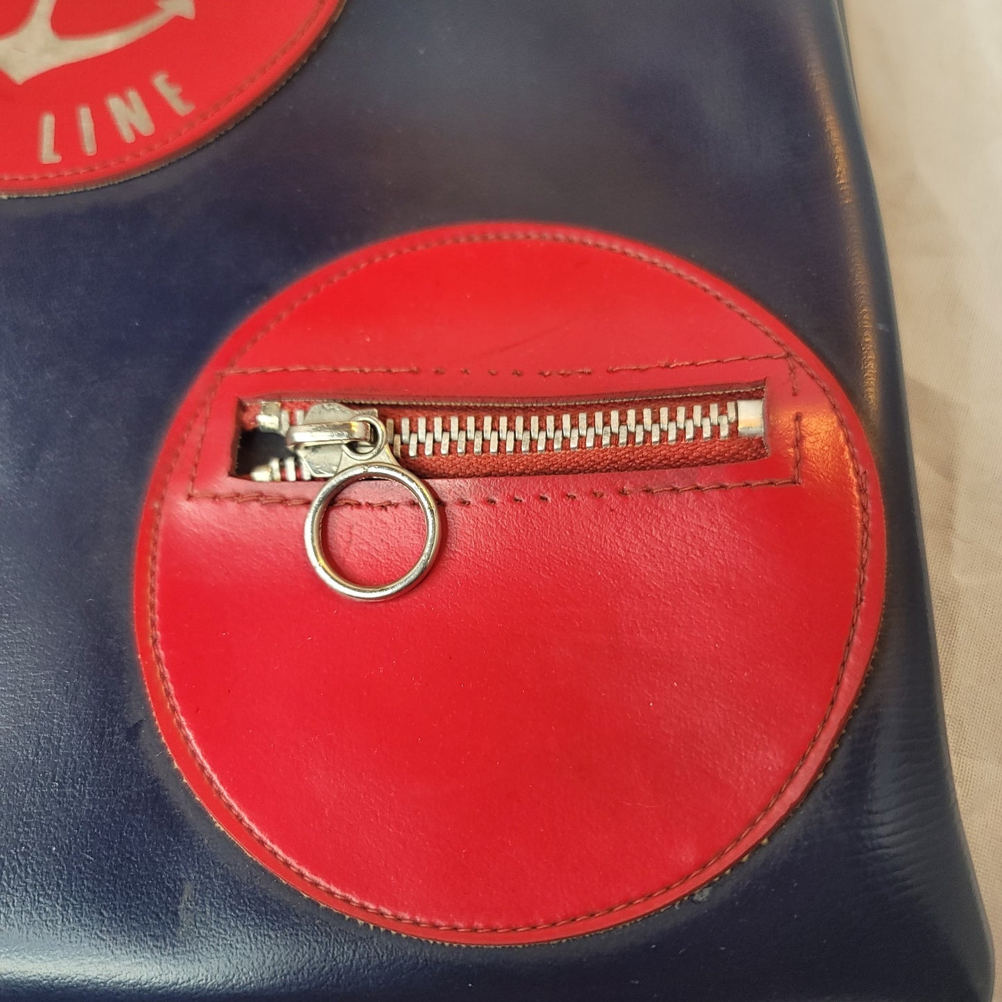 Vintage Crociere Siosa Line bag travel red blue cruise tote purse metal zippers