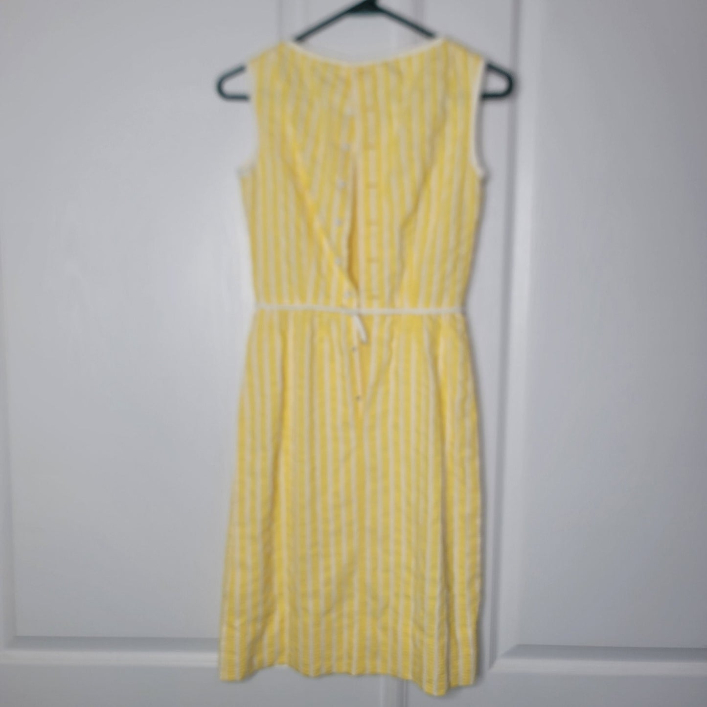 Vintage Yellow White Summer Sleeveless dress LANZ textured Small/Medium