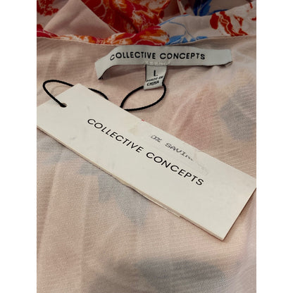 NWT Collective Concepts Floral Print Wrap Maxi Dress in Pink/Coral Size Large