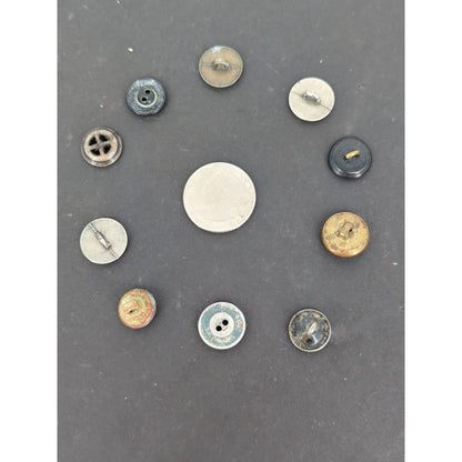 LOT of 10 Antique Vintage Victorian Brass Mixed Materials Buttons ESTATE FIND H