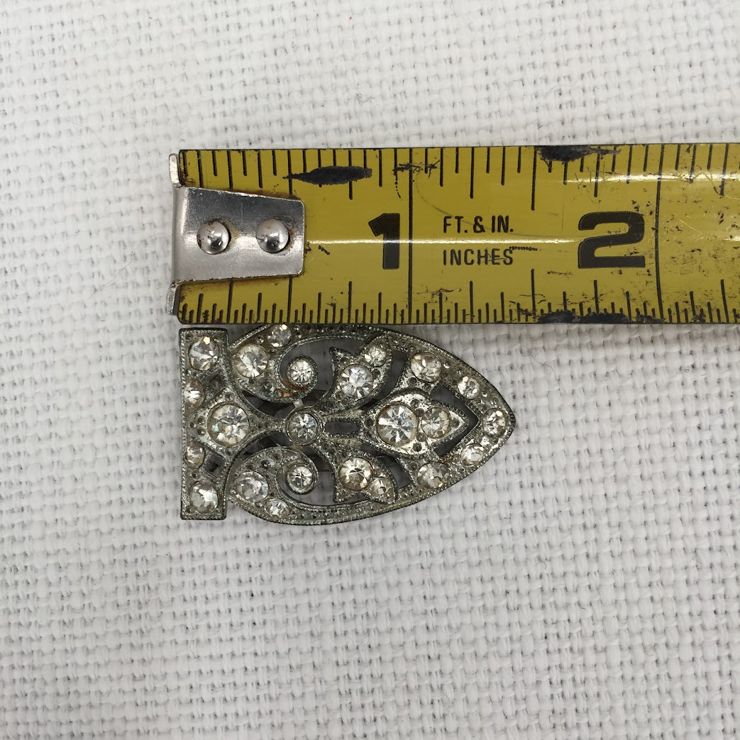 Vintage Art Deco Style Fur Clip with White Rhinestones, Statement Jewelry