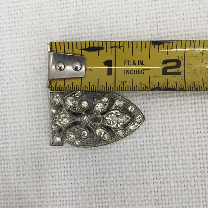 Vintage Art Deco Style Fur Clip with White Rhinestones, Statement Jewelry