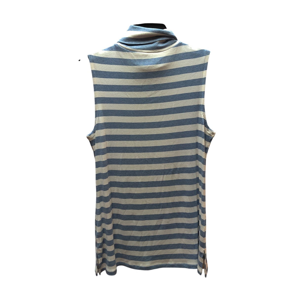 Tommy Hilfiger Blue White Striped Turtleneck Tank Top Large Sleeveless Blouse