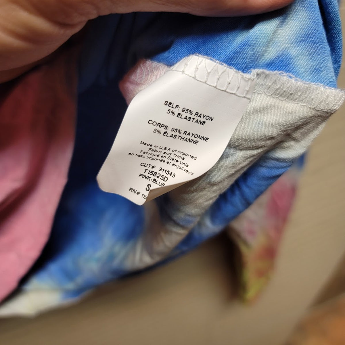LUSH pink blue yellow crop top Tie Dye Long sleeve top LARGE new casual  hippie